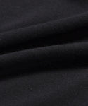 A close-up of black fabric with visible texture and folds, highlighting the soft, slightly matte surface of the 100% merino Merino Tee.