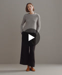 Thumbnail for video: Model walking in-studio wearing Cashmere Fisherman Sweater in Grey.
